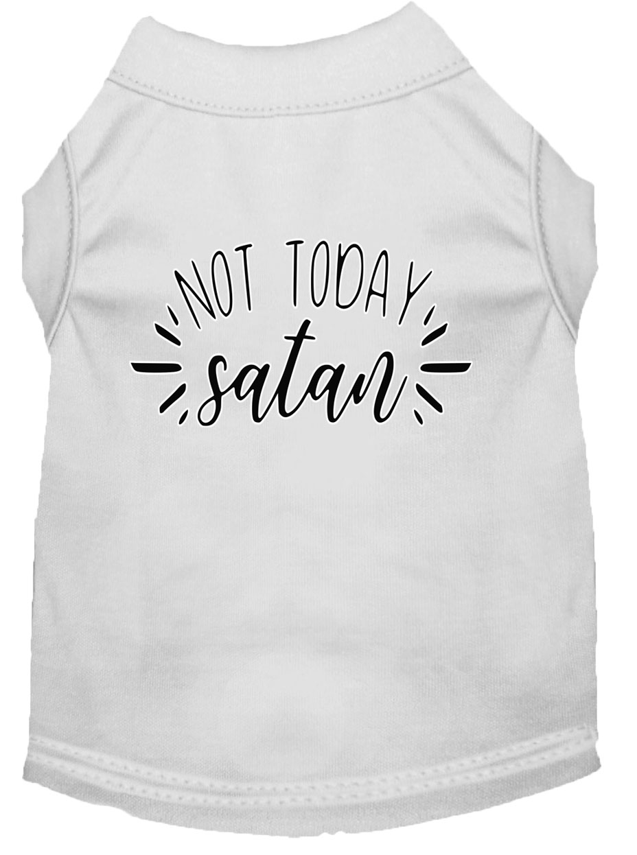 Not Today Satan Screen Print Dog Shirt White Lg